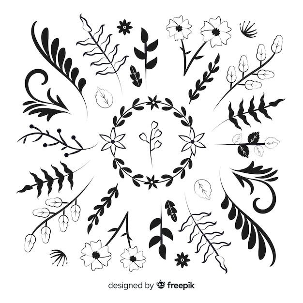 Vector gratuito dibujo monocromático con colección divisoria ornamental