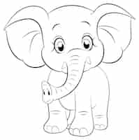 Vector gratuito el dibujo de la página de colorear del lindo elefante