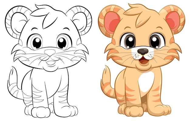 Vector gratuito el dibujo de la página de colores de cute tiger