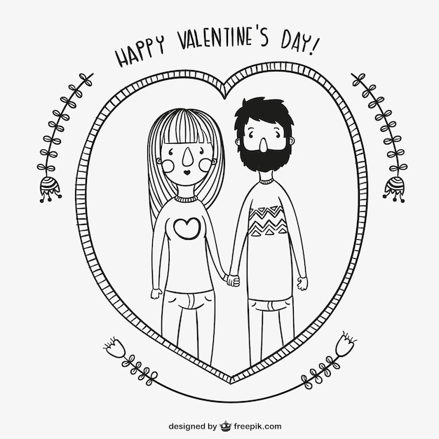 Vector gratuito dibujo de pareja de san valentín