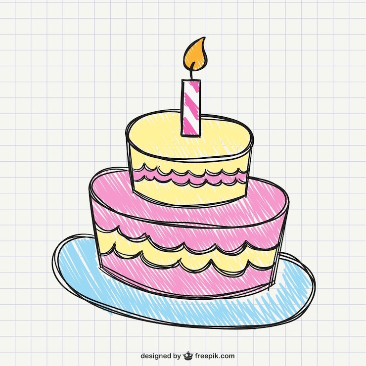 Vector gratuito dibujo de pastel de cumpleaños