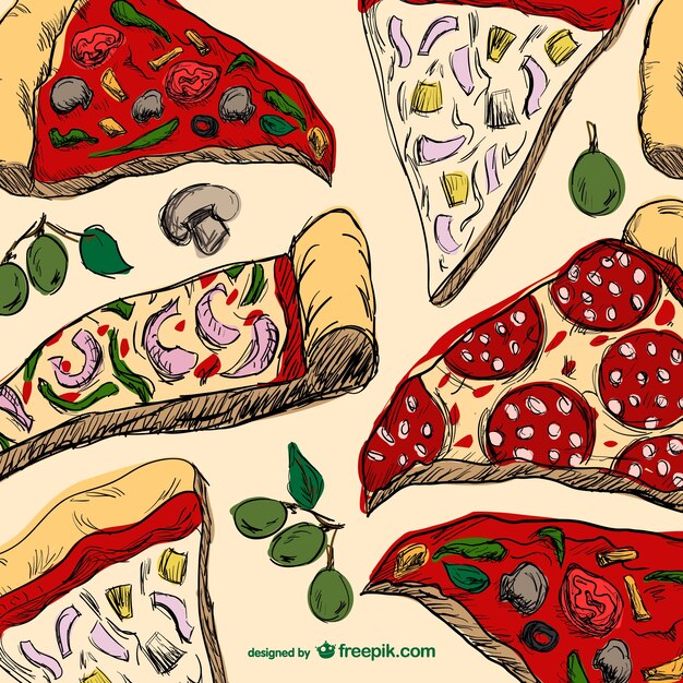 Dibujo de porciones de pizza