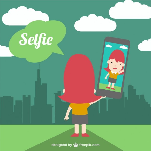 Vector gratuito dibujo de selfie en la ciudad