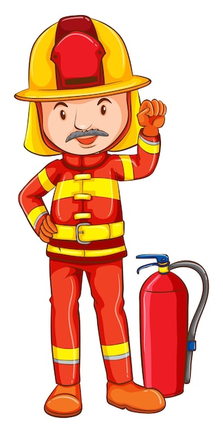 Vector gratuito un dibujo simple de un bombero.