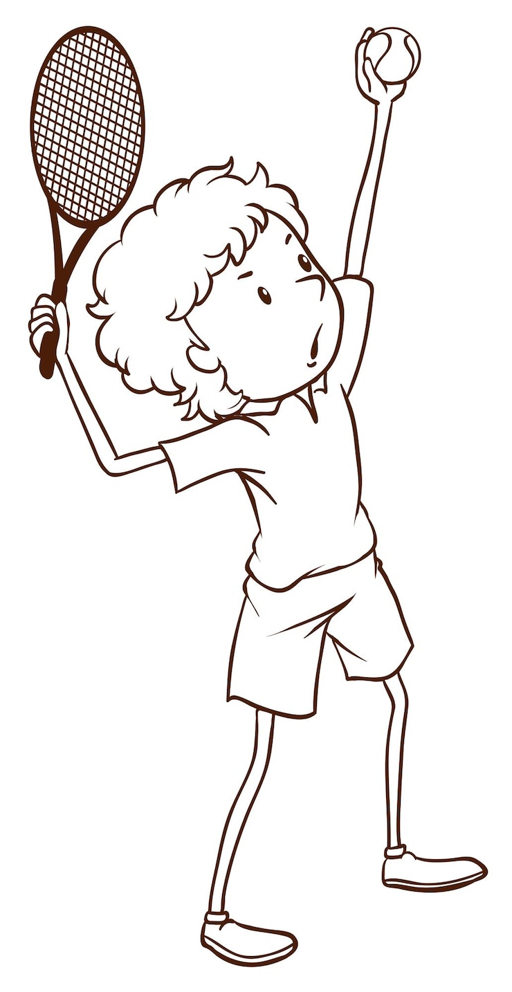 Vector gratuito un dibujo simple de un jugador de tenis.