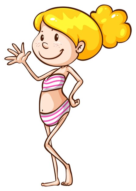 Un dibujo simple de una niña en traje de baño.