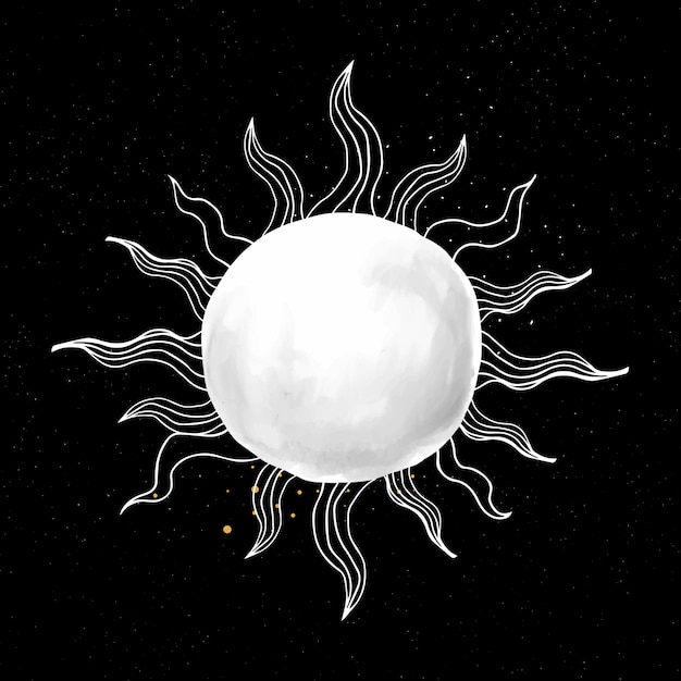 Dibujo de sol, vector icono de doodle, linda ilustración de galaxia