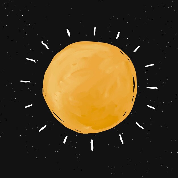 Dibujo de sol, vector icono de doodle, linda ilustración de galaxia