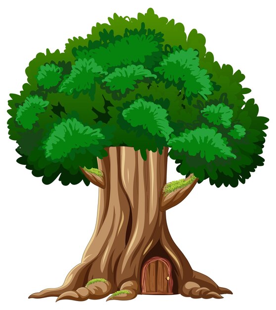 Dibujos animados aislados de árbol grande