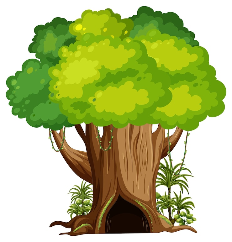 Vector gratuito dibujos animados aislados de árbol grande