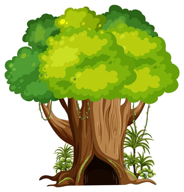 Dibujos animados aislados de árbol grande