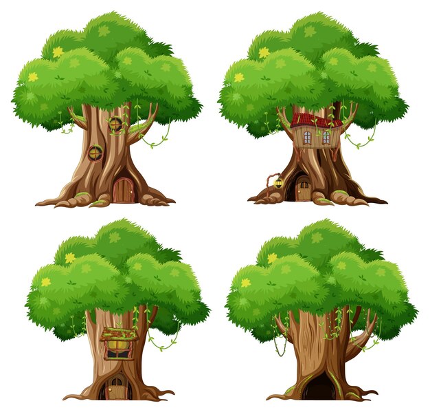Dibujos animados aislados de árbol grande