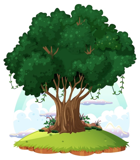 Dibujos animados aislados de árbol grande