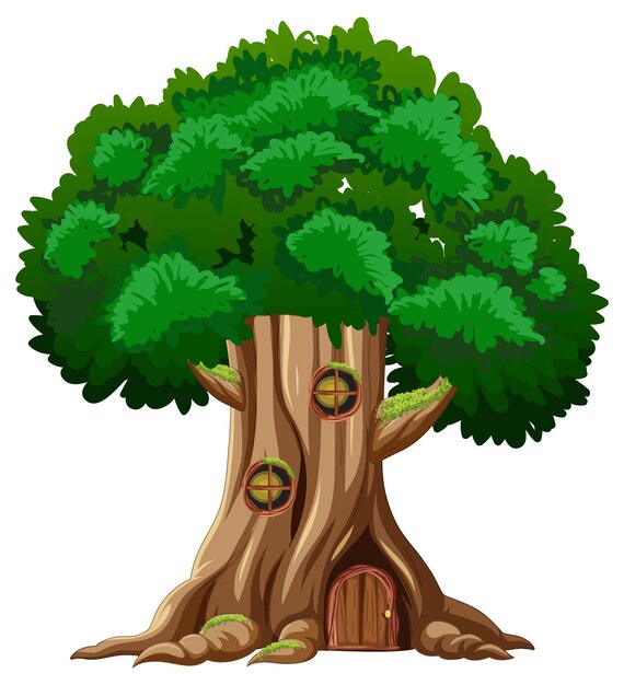 Dibujos animados aislados de árbol grande