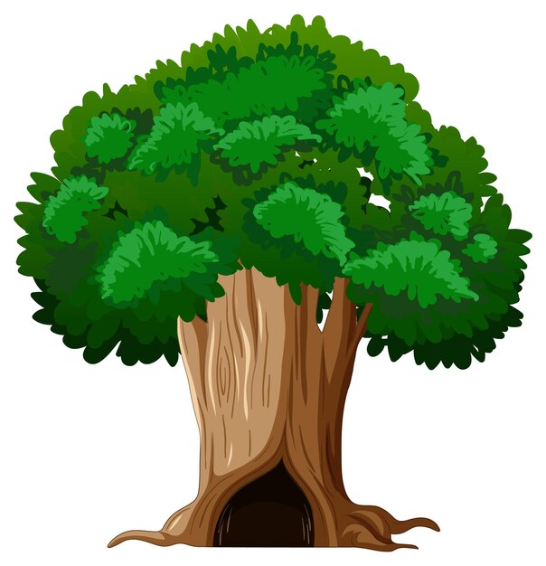 Dibujos animados aislados de árbol grande