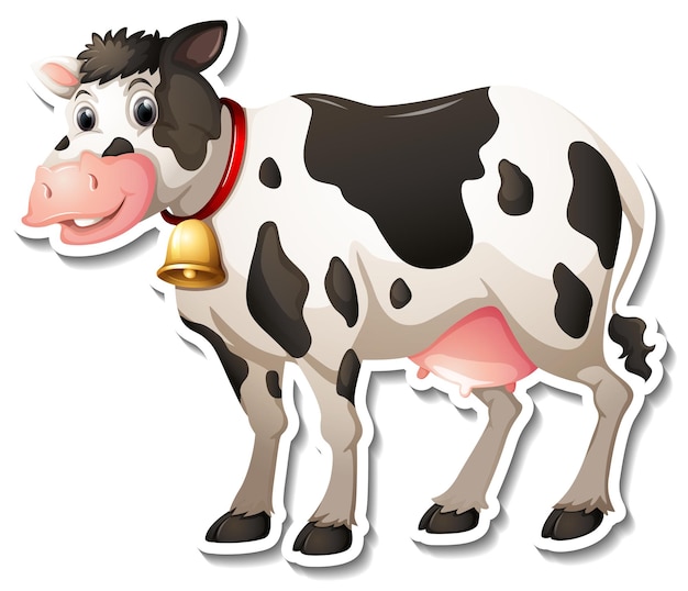 Vector gratuito dibujos animados de animales de granja de vaca pegatina