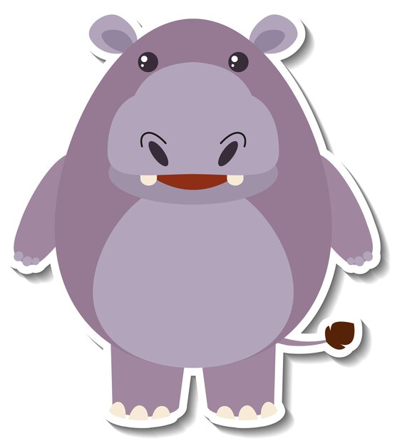 Dibujos animados de animales de hipopótamo gordito pegatina