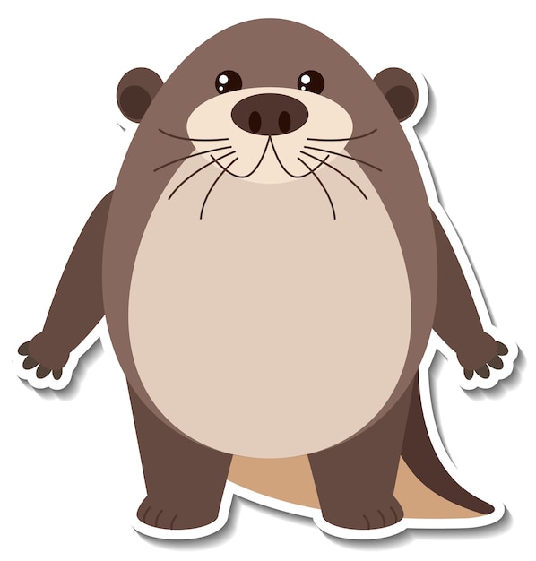 Dibujos animados de animales de nutria gordita pegatina