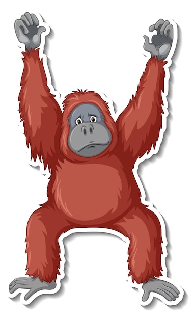 Vector gratuito dibujos animados de animales de orangután triste pegatina