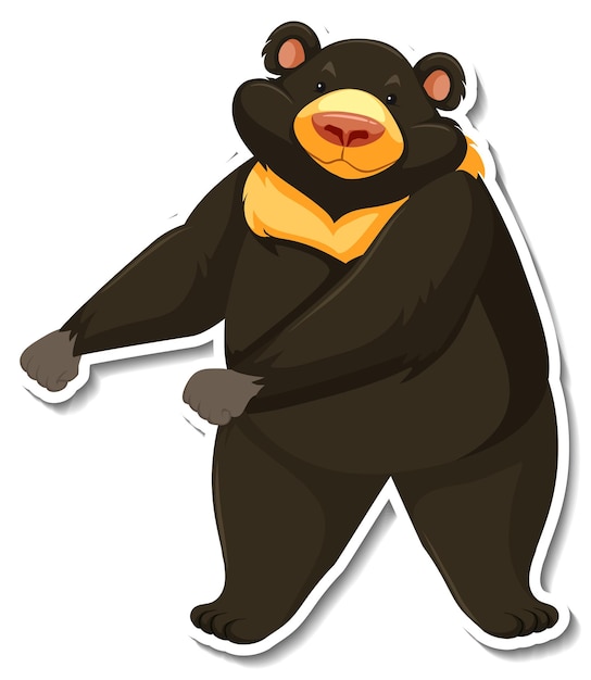 Dibujos animados de animales de oso negro asiático pegatina