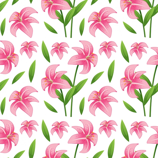 Dibujos animados de azulejos de patrones sin fisuras con flor de lilly