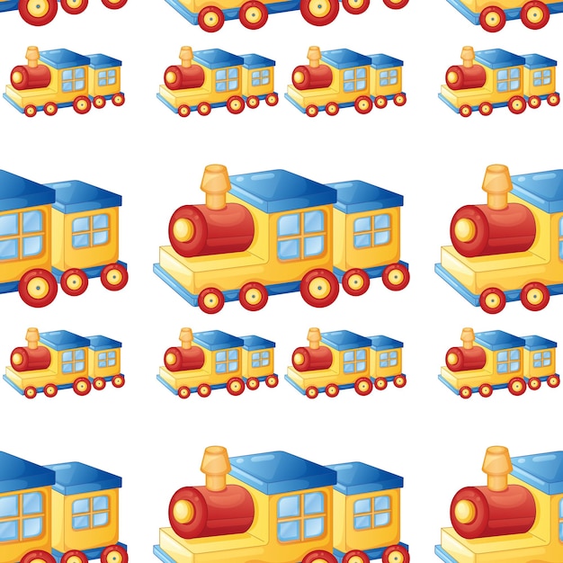 Vector gratuito dibujos animados de azulejos de patrones sin fisuras con tren de juguete