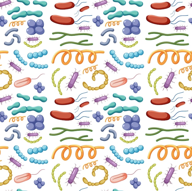 Dibujos animados de bacterias y virus de patrones sin fisuras