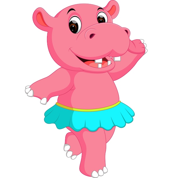 Dibujos animados de baile lindo hipopótamo