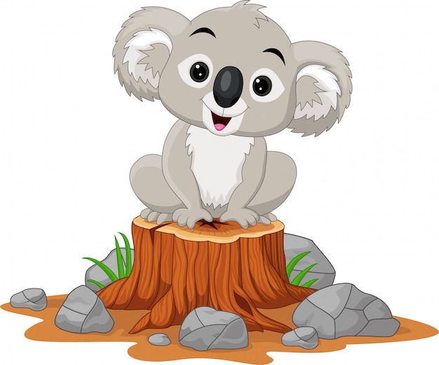 Dibujos Animados Bebe Koala Sentado En Tocon De Arbol Vector Premium Dibujos Animados Bebe Koala Sentado En Tocon De Arbol Vector Premium