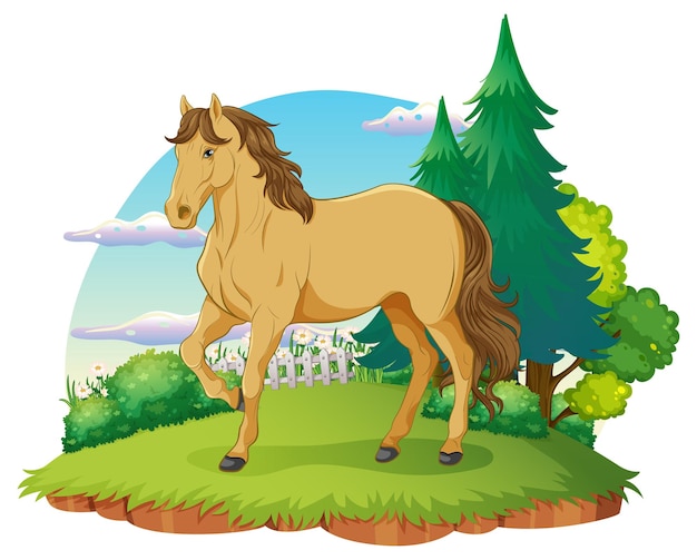 Dibujos animados de caballo marrón aislado