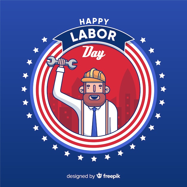 Dibujos animados celebrando el día del trabajo americano