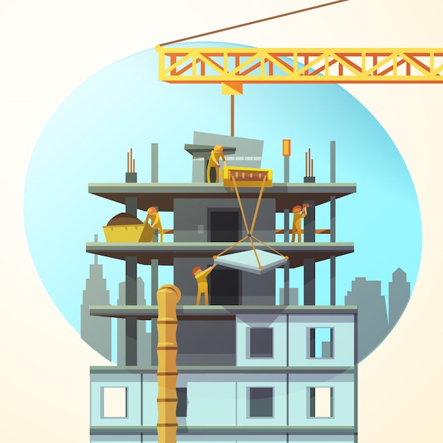 Vector gratuito dibujos animados de construcción retro