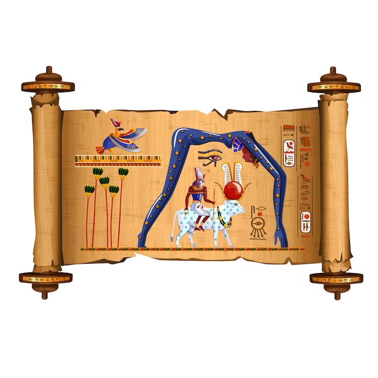 Vector gratuito dibujos animados de desplazamiento de papiro del antiguo egipto
