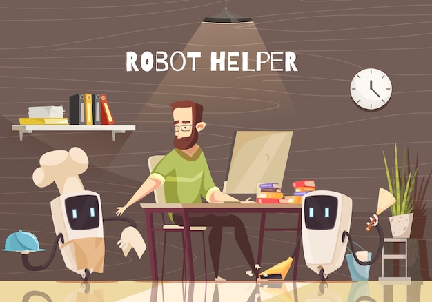 Dibujos animados de dispositivos de asistencia robótica