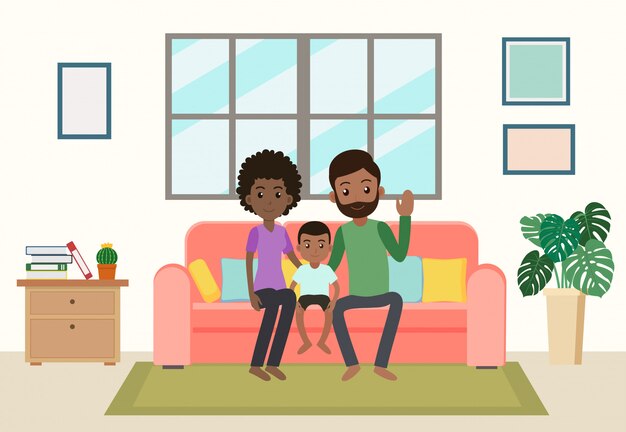 Hombre de escena trabajando en casa en la sala de estar | Vector Gratis