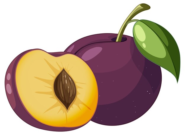 Dibujos animados de fruta de ciruela aislado