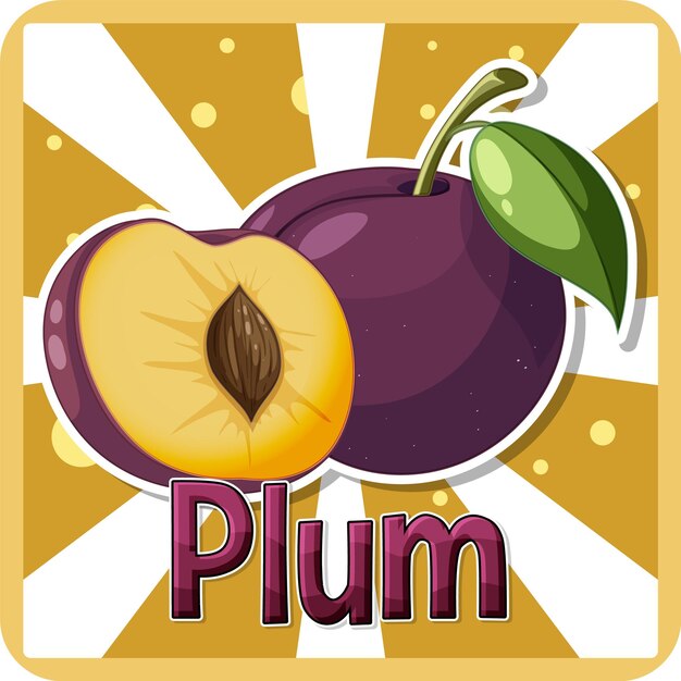 Dibujos animados de fruta de ciruela con fondo