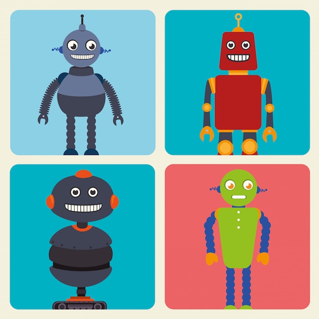 Vector gratuito dibujos animados graciosos robot