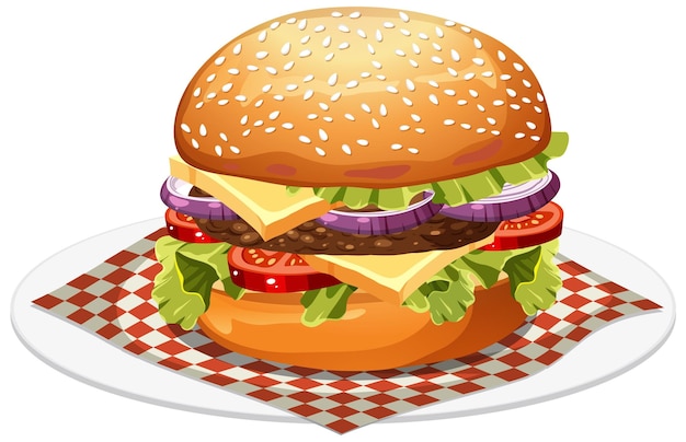 Vector gratuito dibujos animados de hamburguesa deliciosa aislado