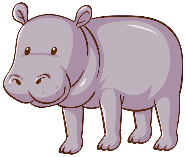 Vector gratuito dibujos animados de hipopótamo sobre fondo blanco