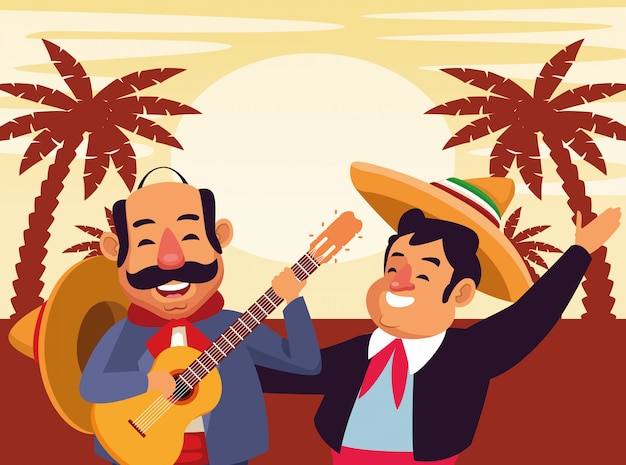 Vector gratuito dibujos animados de icono de cultura tradicional mexicana