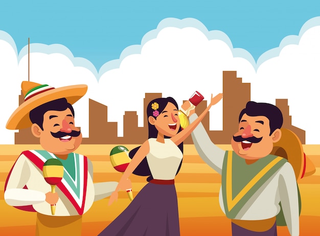 Vector gratuito dibujos animados de icono de cultura tradicional mexicana