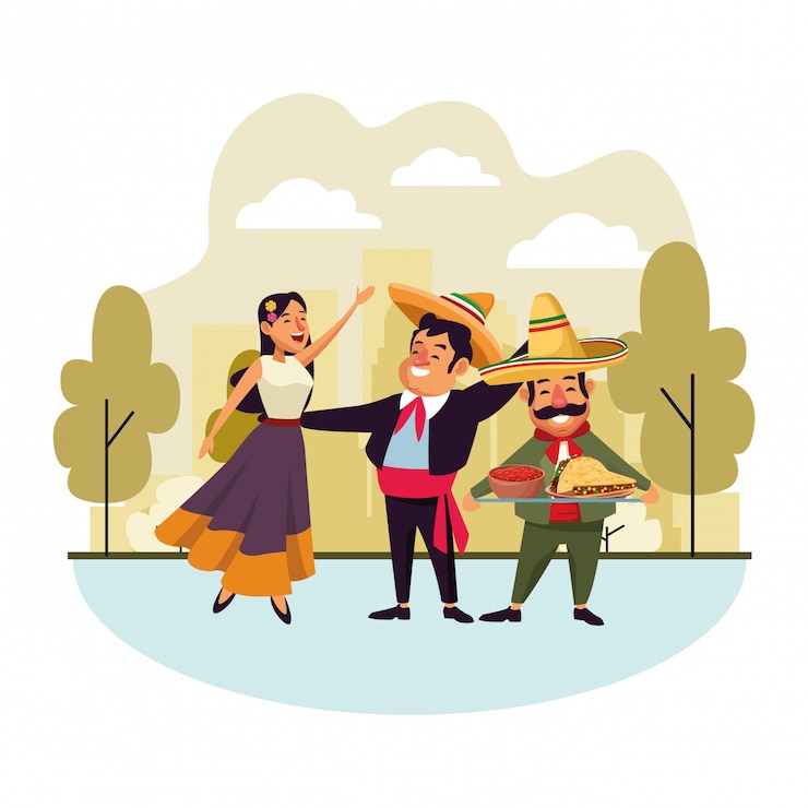 Vector gratuito dibujos animados de icono de cultura tradicional mexicana