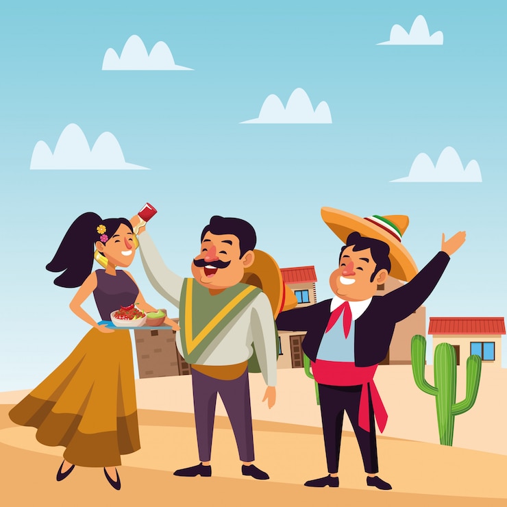 Vector gratuito dibujos animados de icono de cultura tradicional mexicana