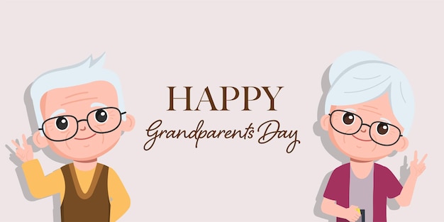 Dibujos animados de ilustración del día internacional de los abuelos