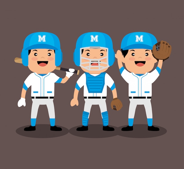 Dibujos animados de jugadores de béisbol