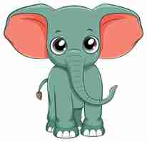 Vector gratuito dibujos animados lindo elefante simple aislado