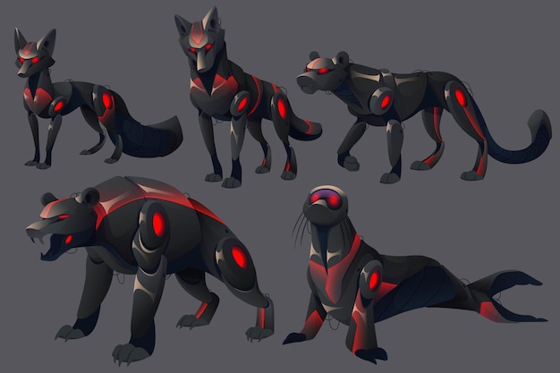 Dibujos animados malvados robots animales robótica monstruos