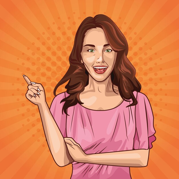 Dibujos animados de mujer joven de arte pop