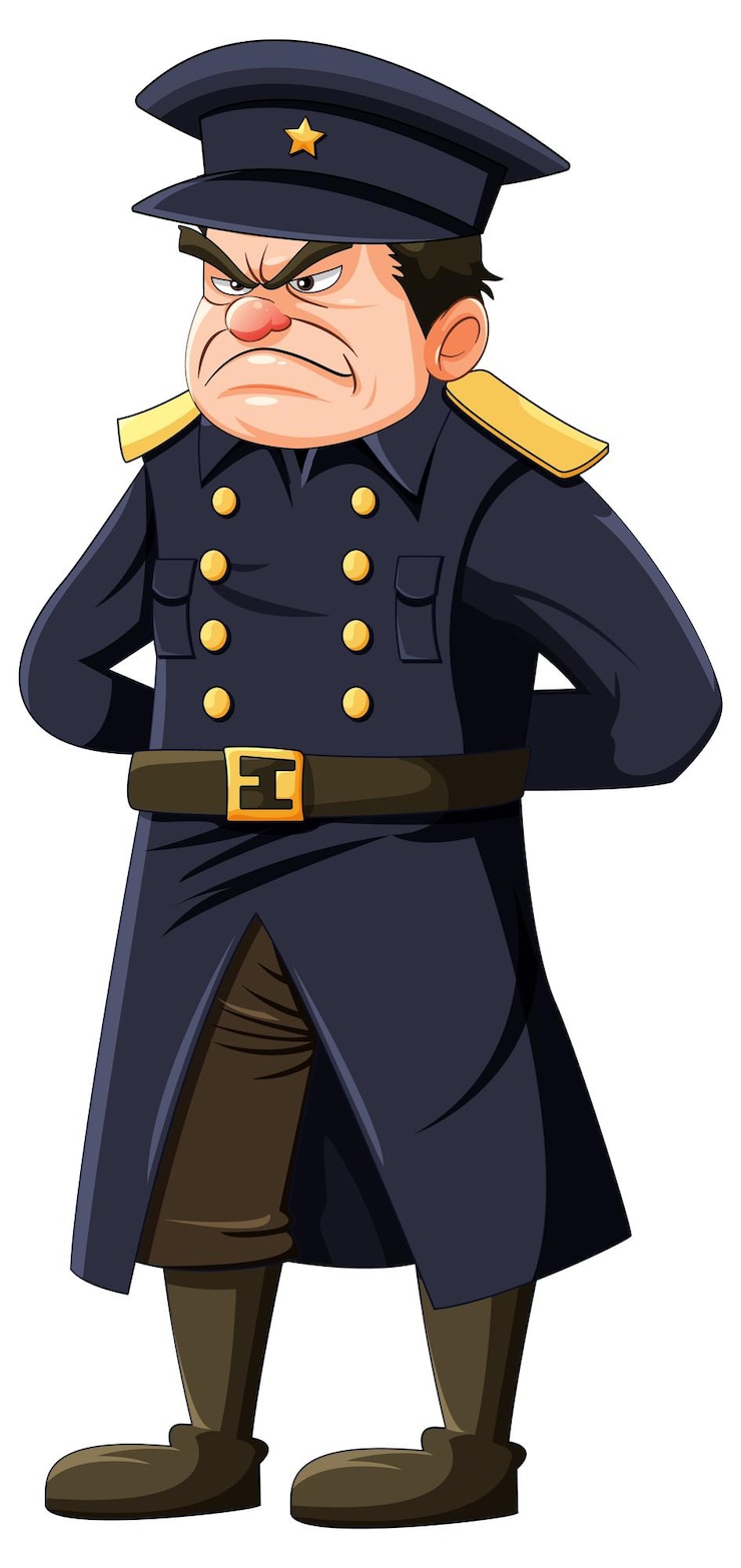 Vector gratuito dibujos animados de oficial del ejército gruñón